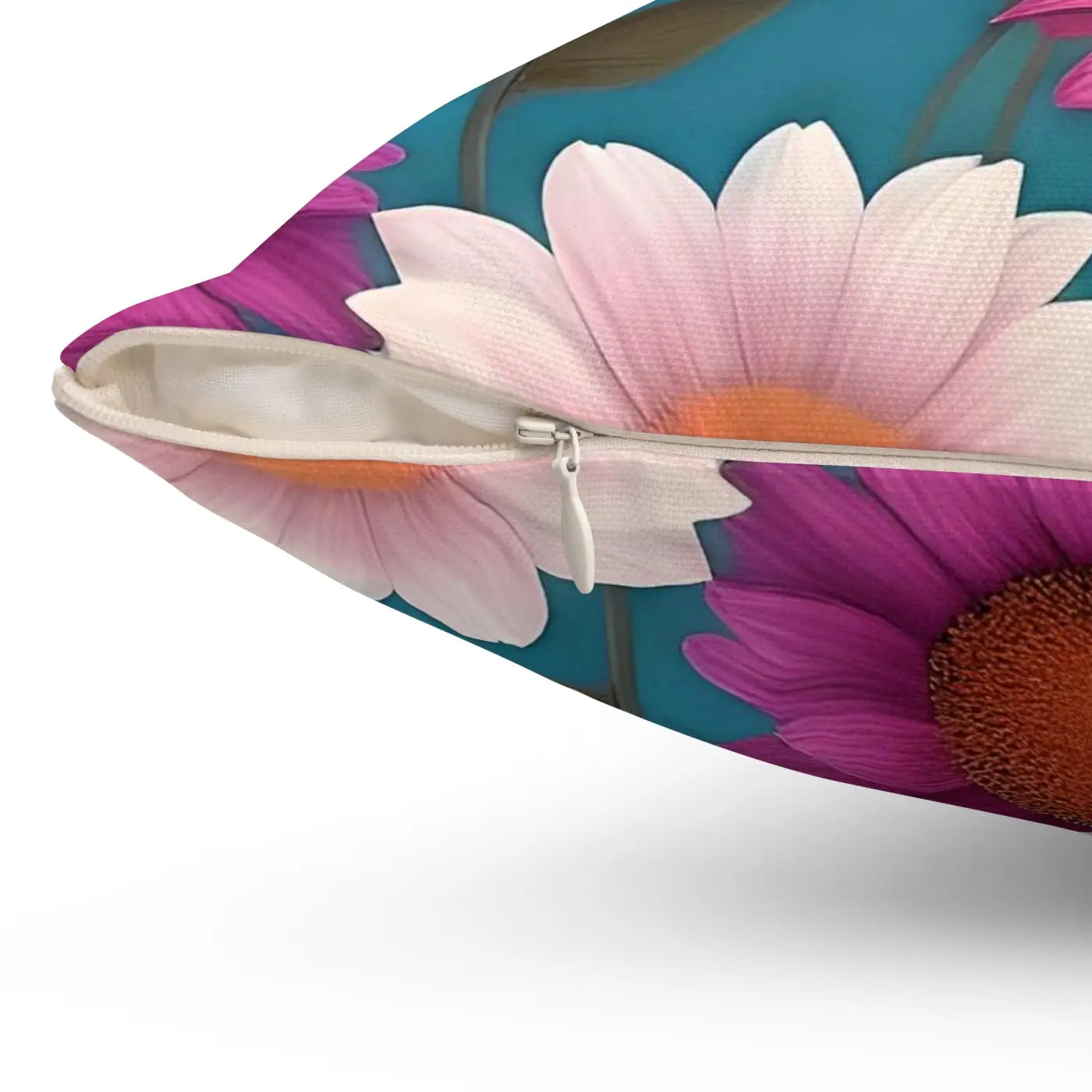 Polyester Square Pillow - Blue Floral Elegance - DipaliZ