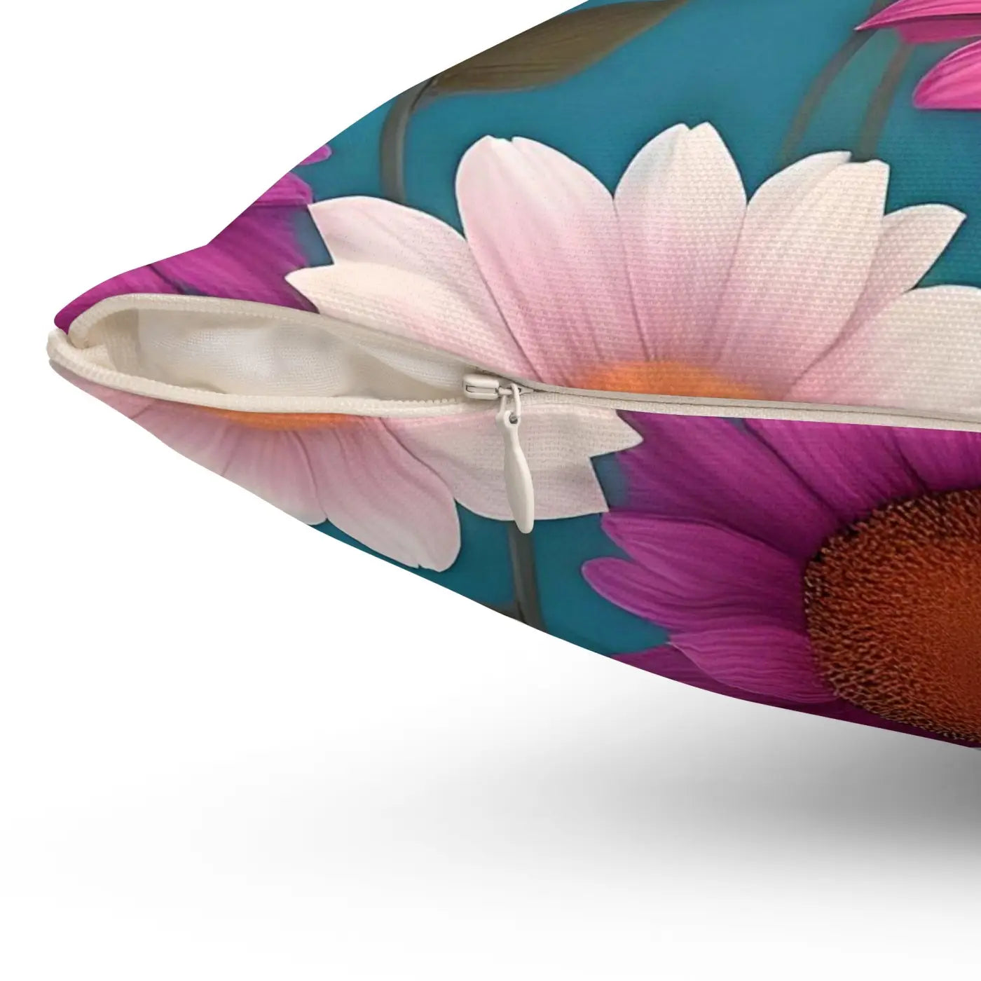 Polyester Square Pillow - Blue Floral Elegance - DipaliZ
