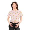 Pink Crop Tee - Flowers and Butterflies Print - DipaliZ