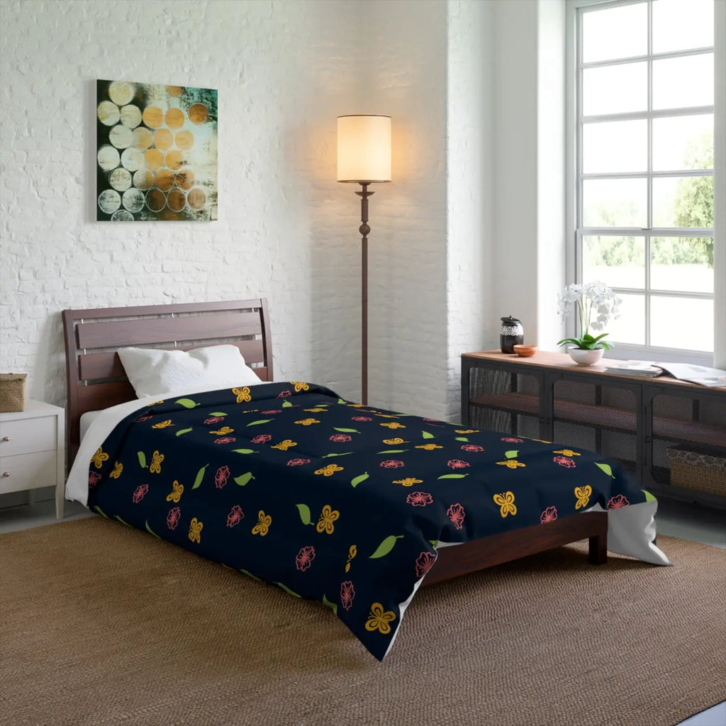 Floral Comforter - Flowers and Butterflies Design - DipaliZ
