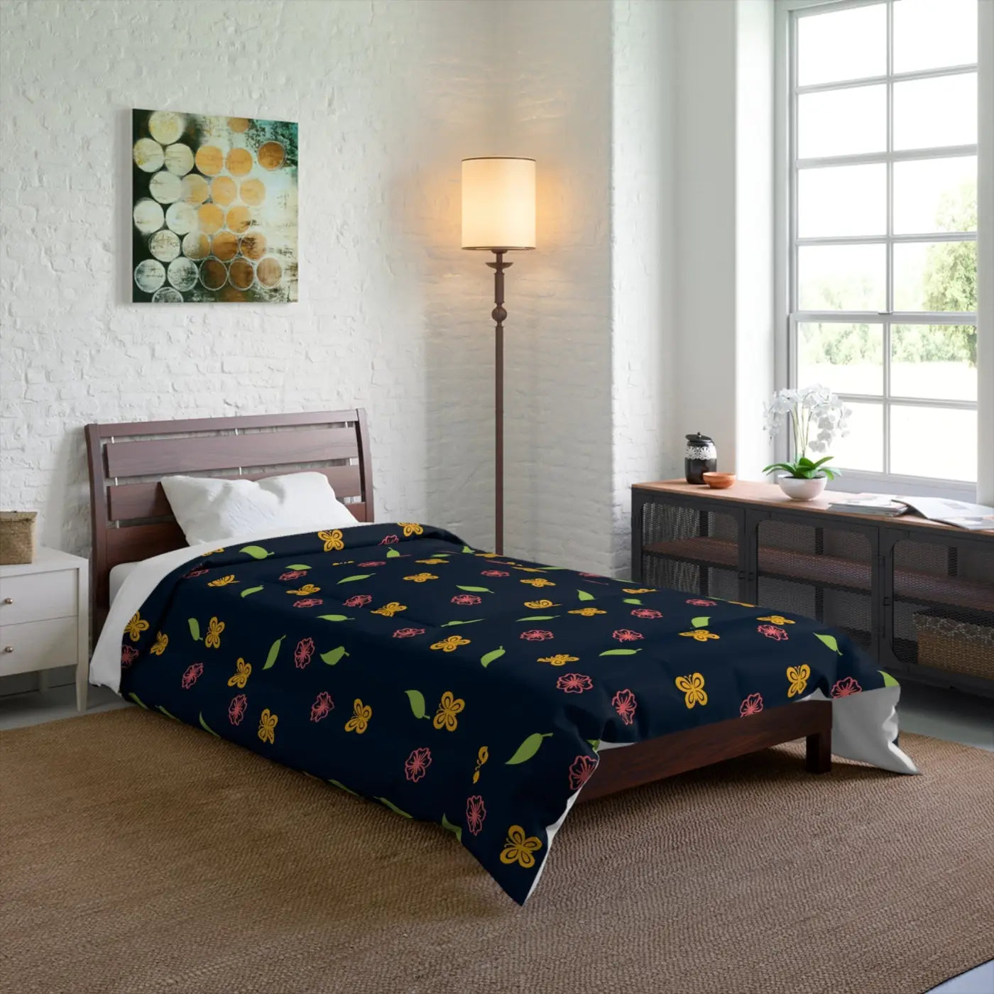 Floral Comforter - Flowers and Butterflies Design - DipaliZ
