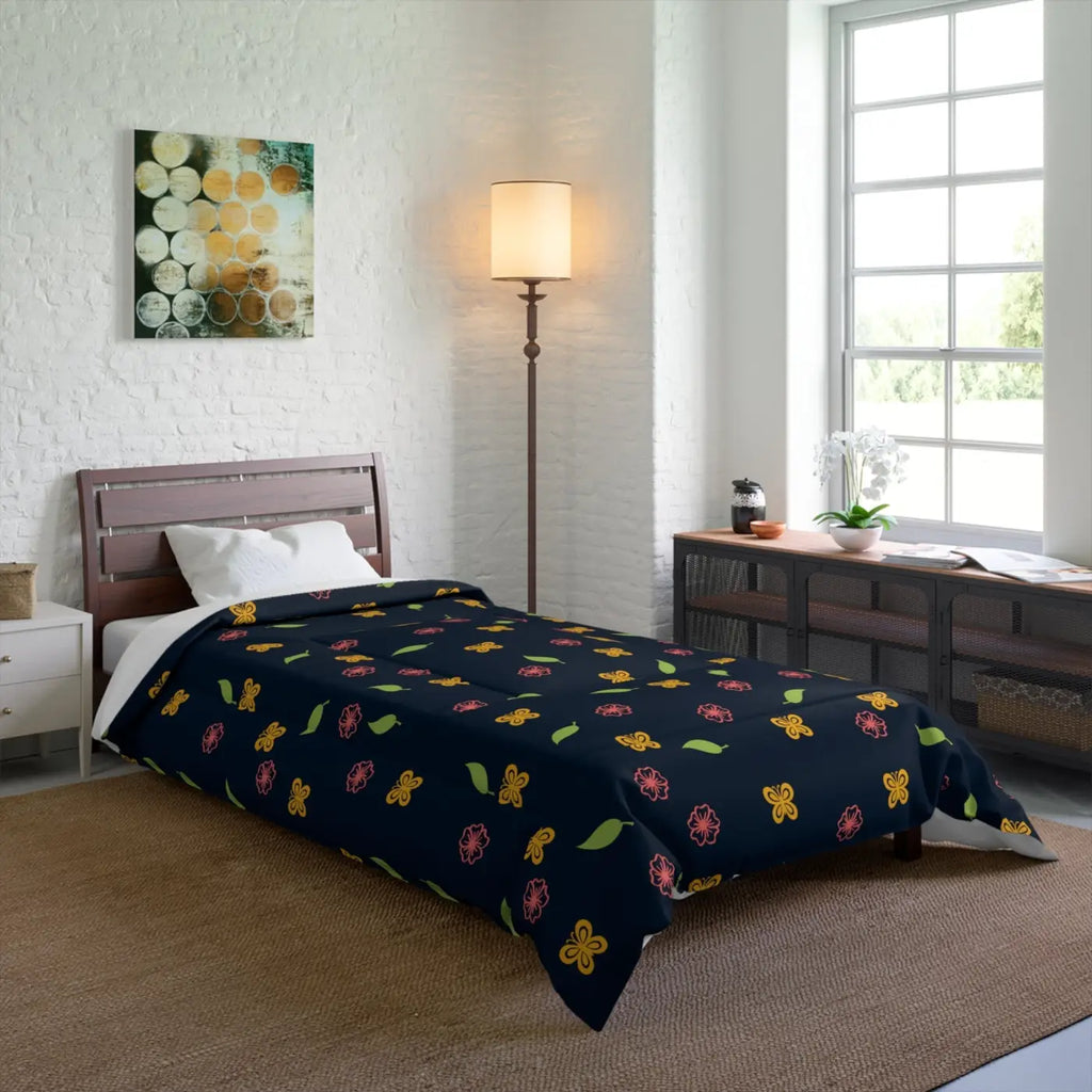 Floral Comforter - Flowers and Butterflies Design - DipaliZ