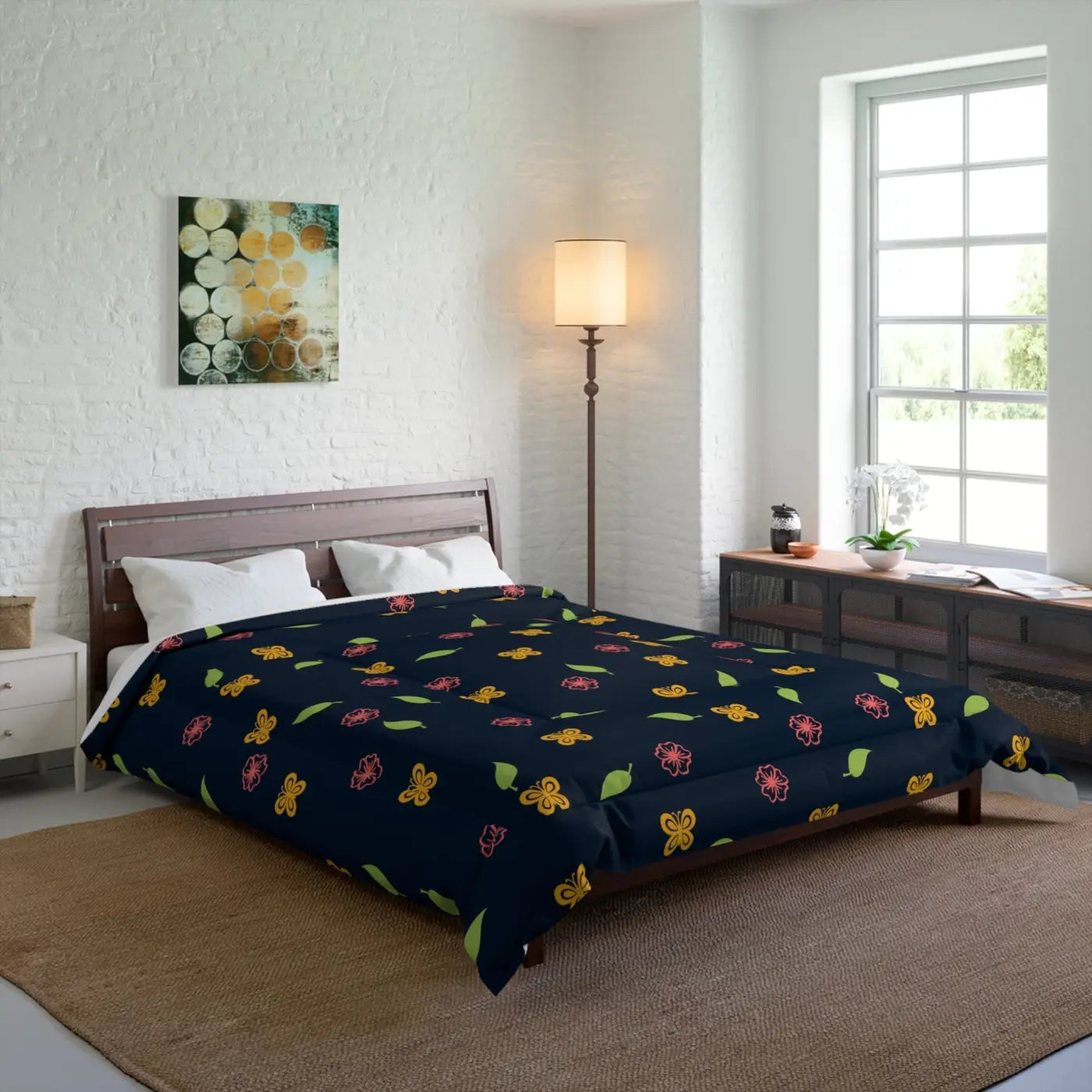 Floral Comforter - Flowers and Butterflies Design - DipaliZ
