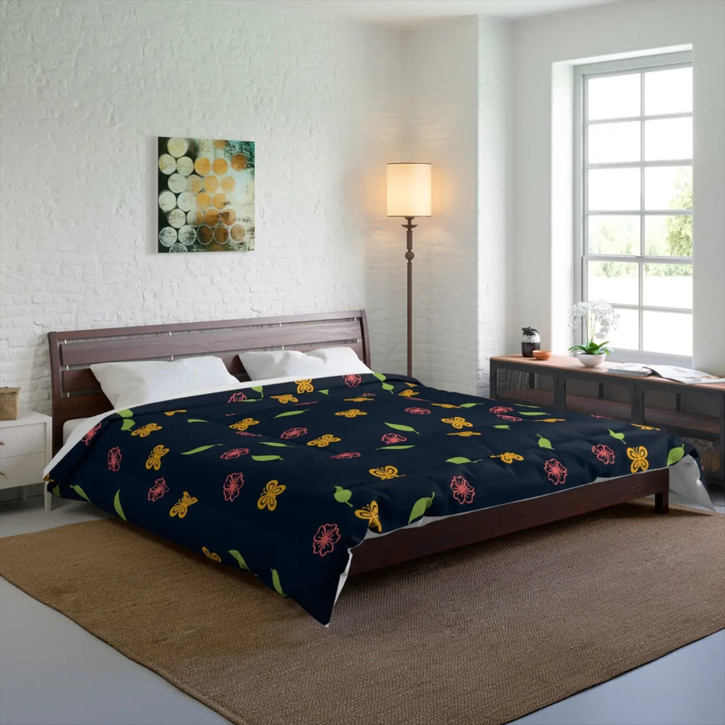 Floral Comforter - Flowers and Butterflies Design - DipaliZ