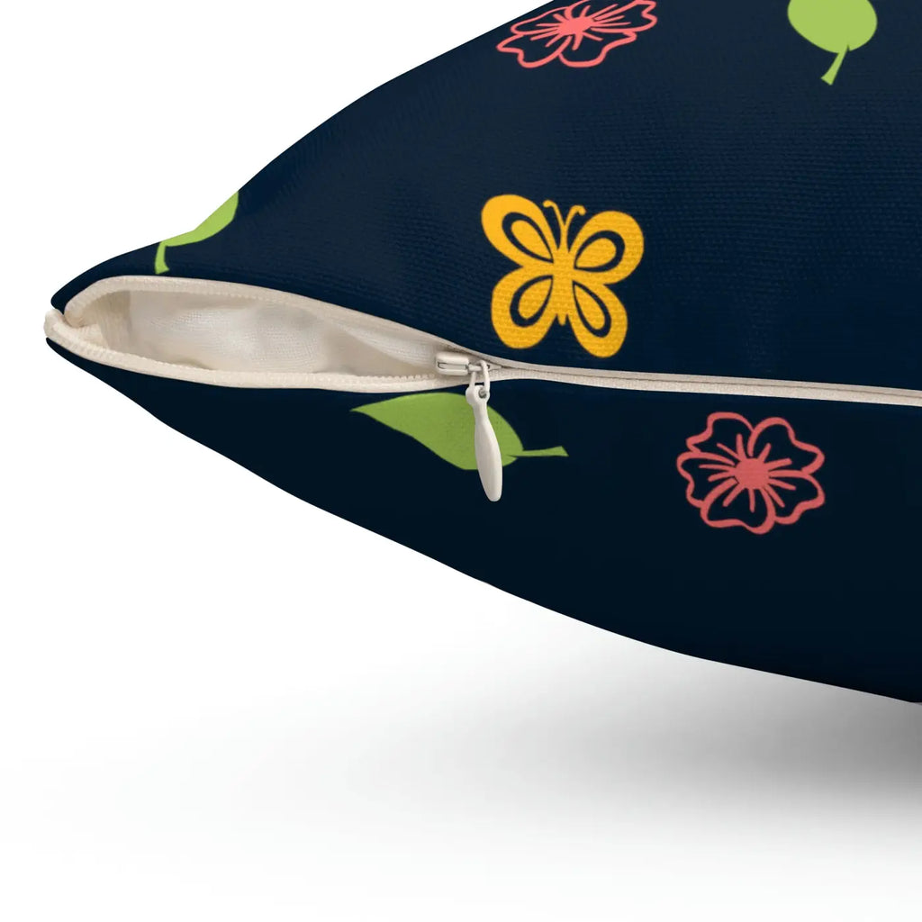 Navy Blue Polyester Square Pillow - Spun Comfort Decor - DipaliZ