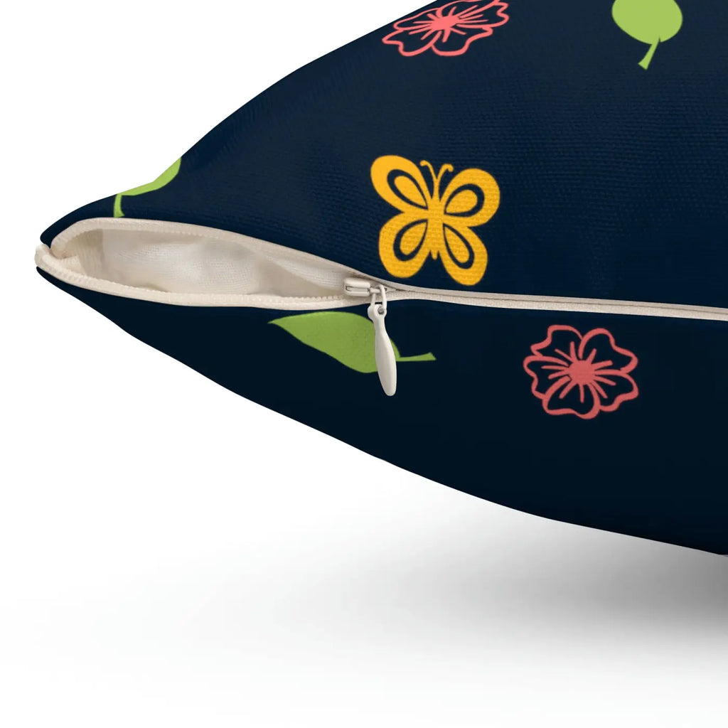 Navy Blue Polyester Square Pillow - Spun Comfort Decor - DipaliZ