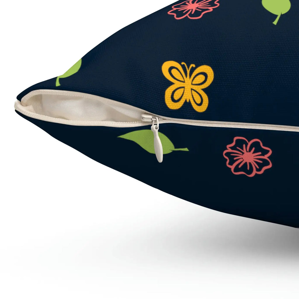 Navy Blue Polyester Square Pillow - Spun Comfort Decor - DipaliZ