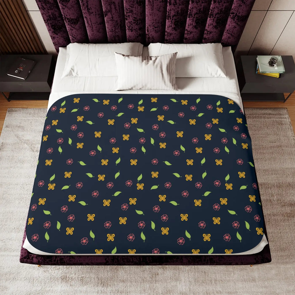 Sherpa Blanket - Floral Butterflies Nature Design - DipaliZ