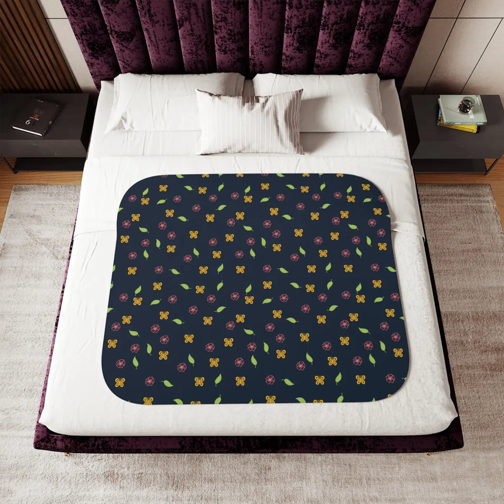 Sherpa Blanket - Floral Butterflies Nature Design - DipaliZ