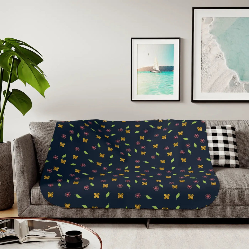 Sherpa Blanket - Floral Butterflies Nature Design - DipaliZ