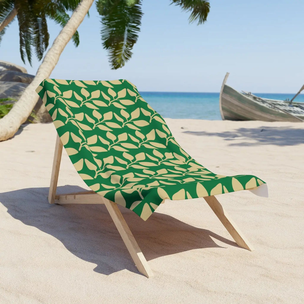 Leaves Beach Towel - Tropical Cotton Loop Backing - DipaliZ