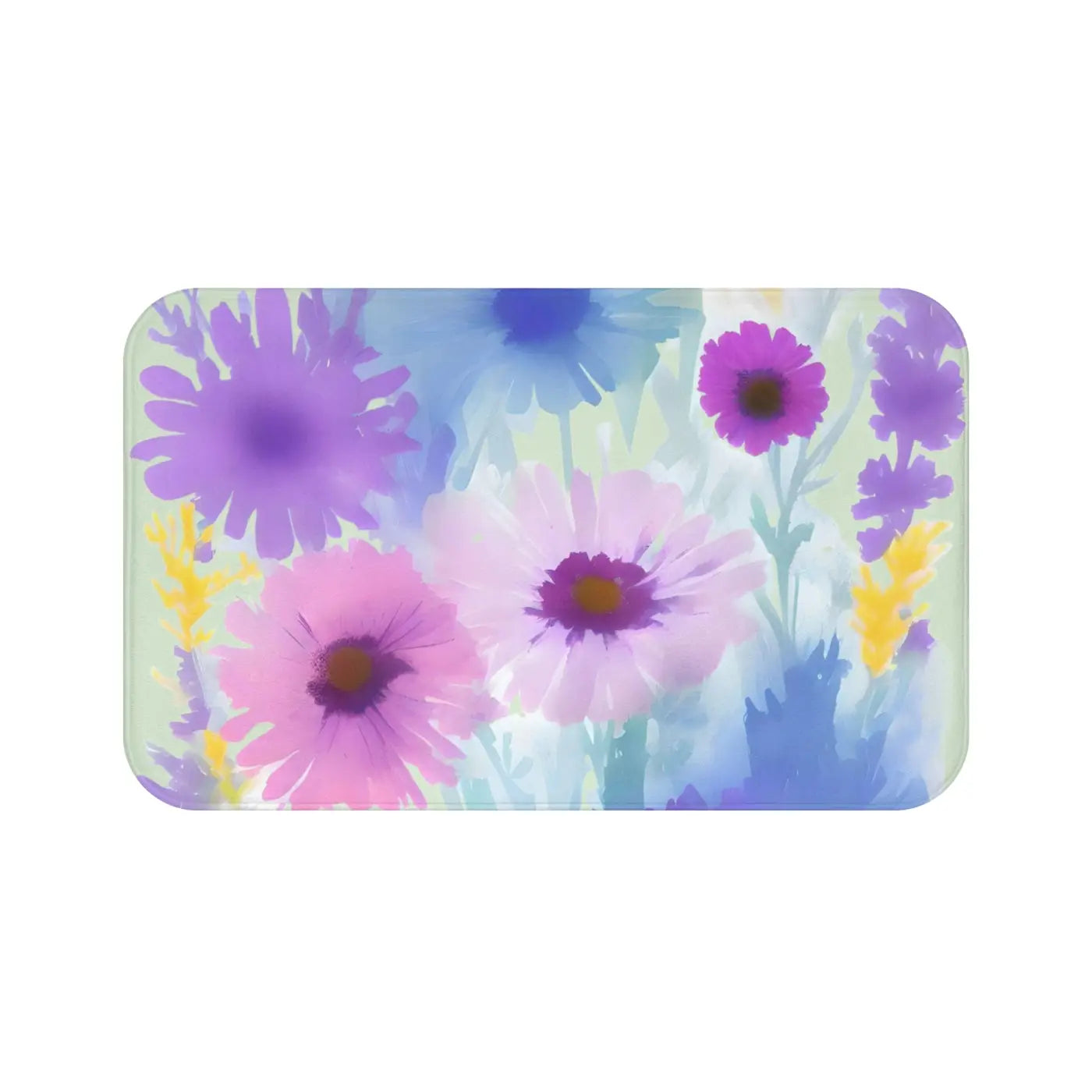 Bath Mat with Pastel Flowers - Eco-Friendly Gift - DipaliZ