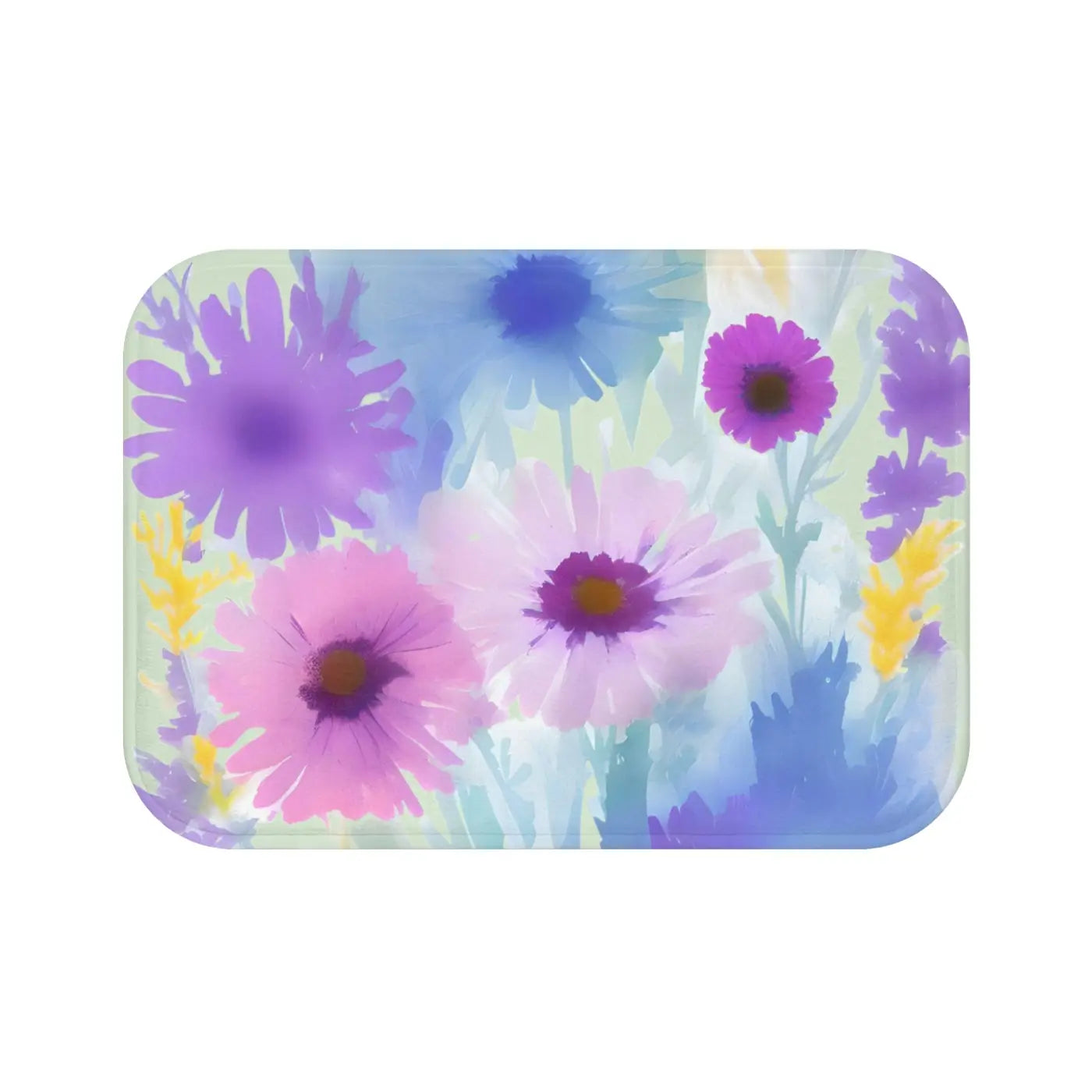 Bath Mat with Pastel Flowers - Eco-Friendly Gift - DipaliZ