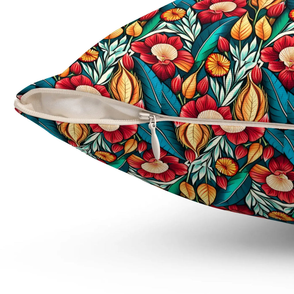 Polyester Square Pillow - Bold Flowers Pattern - DipaliZ