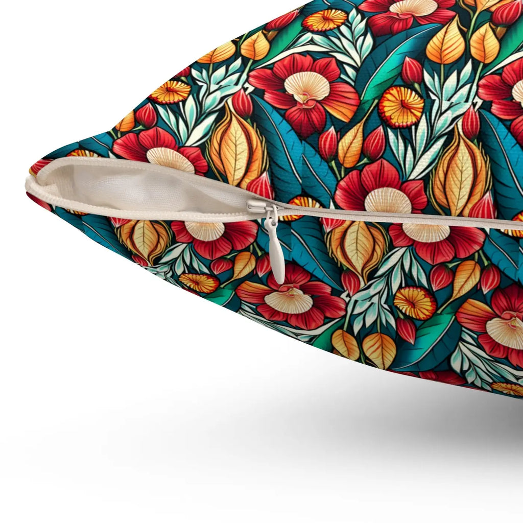 Polyester Square Pillow - Bold Flowers Pattern - DipaliZ