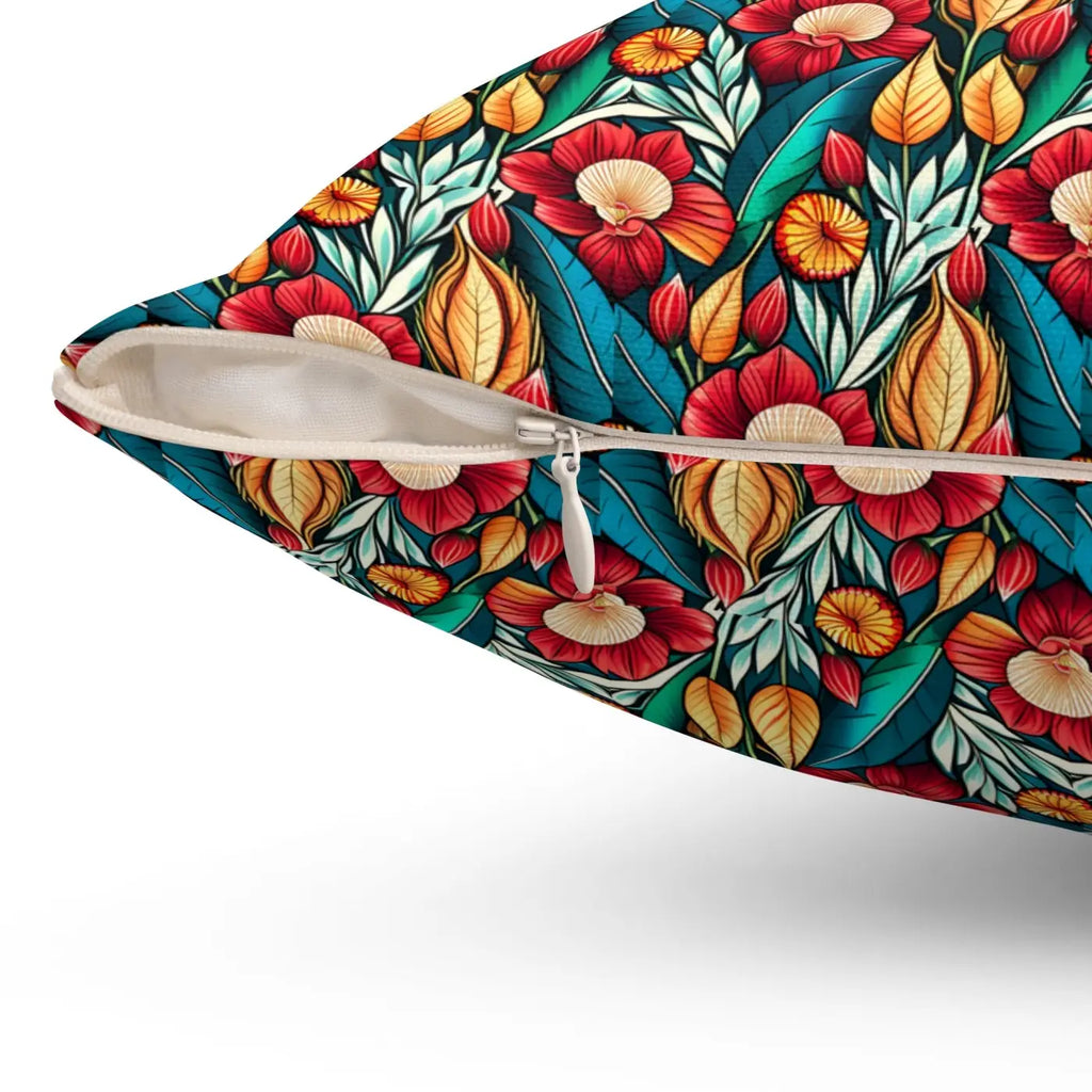 Polyester Square Pillow - Bold Flowers Pattern - DipaliZ