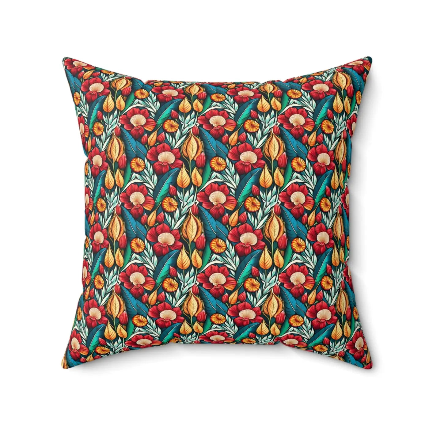Polyester Square Pillow - Bold Flowers Pattern - DipaliZ