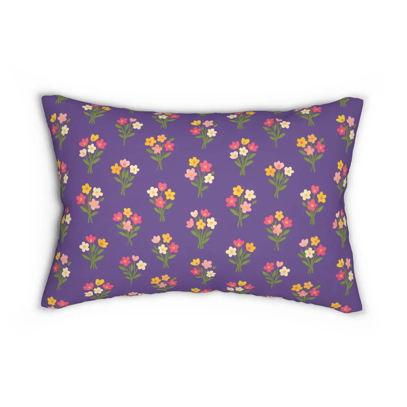 Lumbar Pillow - Purple Floral Spun Polyester - DipaliZ