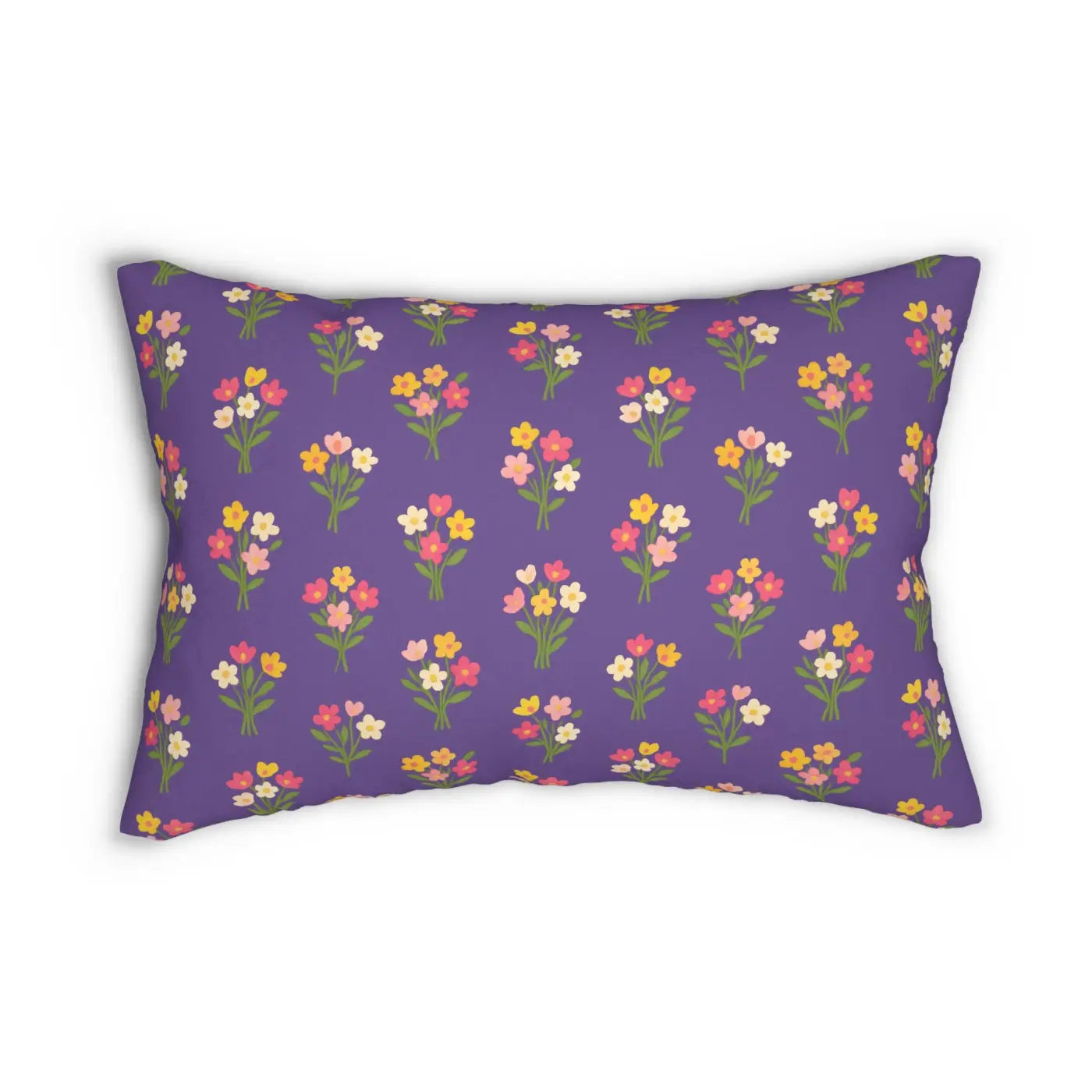 Lumbar Pillow - Purple Floral Spun Polyester - DipaliZ