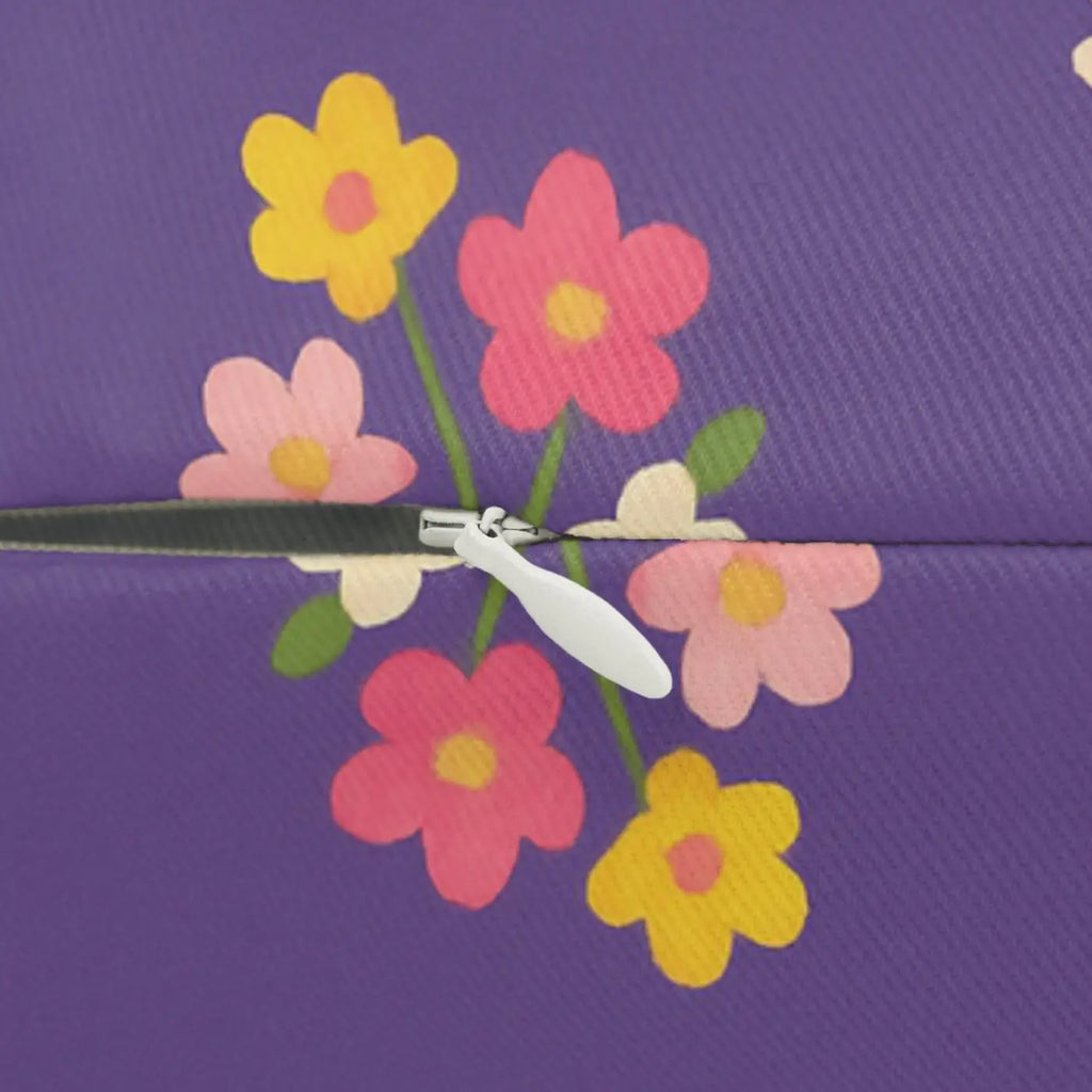 Lumbar Pillow - Purple Floral Spun Polyester - DipaliZ