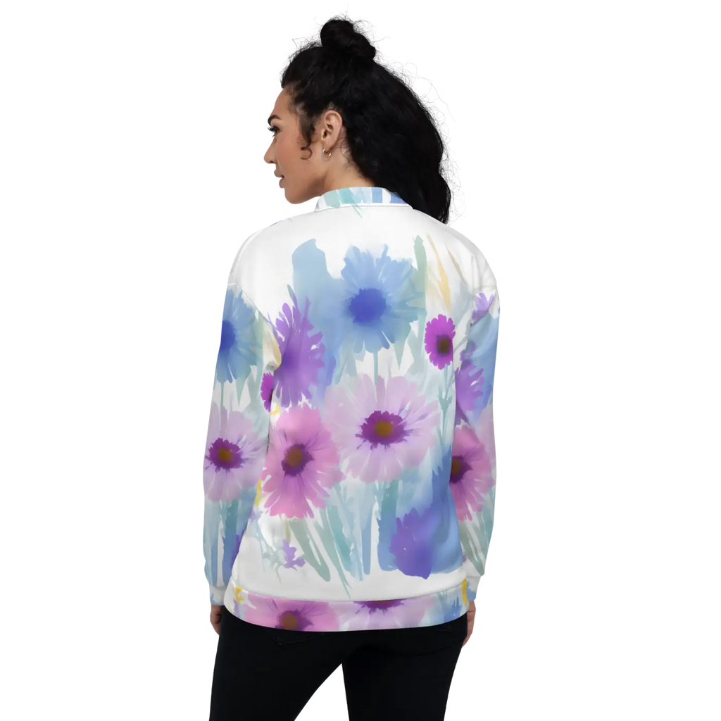 Unisex Bomber Jacket - Flowers in Watercolor Print - DipaliZ