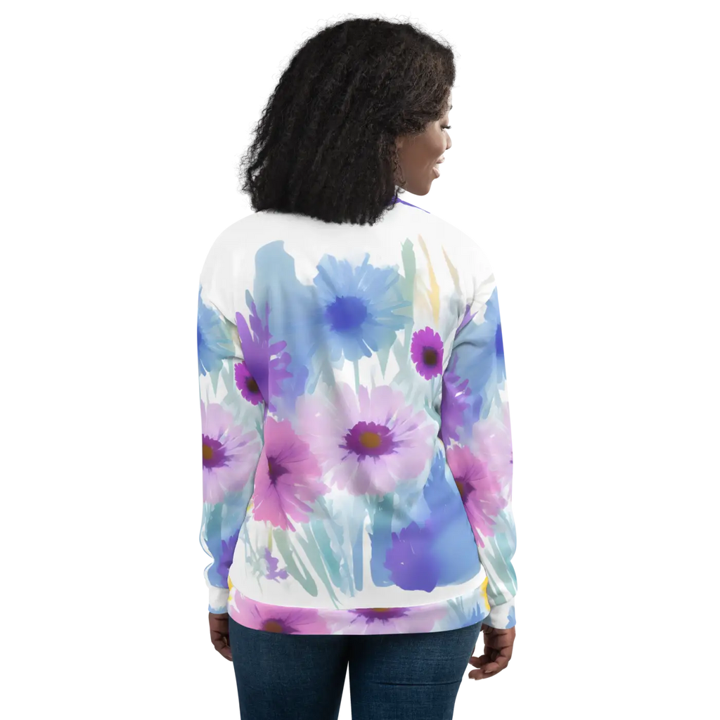 Unisex Bomber Jacket - Flowers in Watercolor Print - DipaliZ
