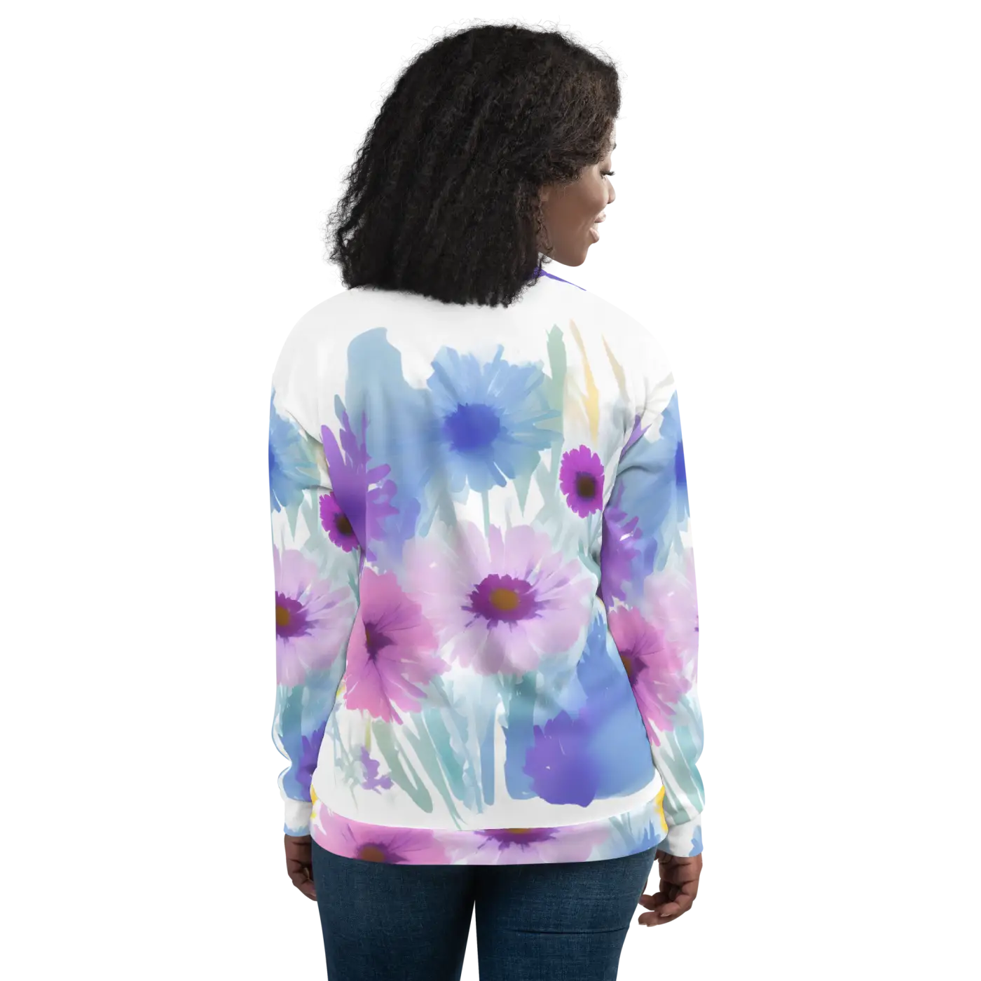 Unisex Bomber Jacket - Flowers in Watercolor Print - DipaliZ