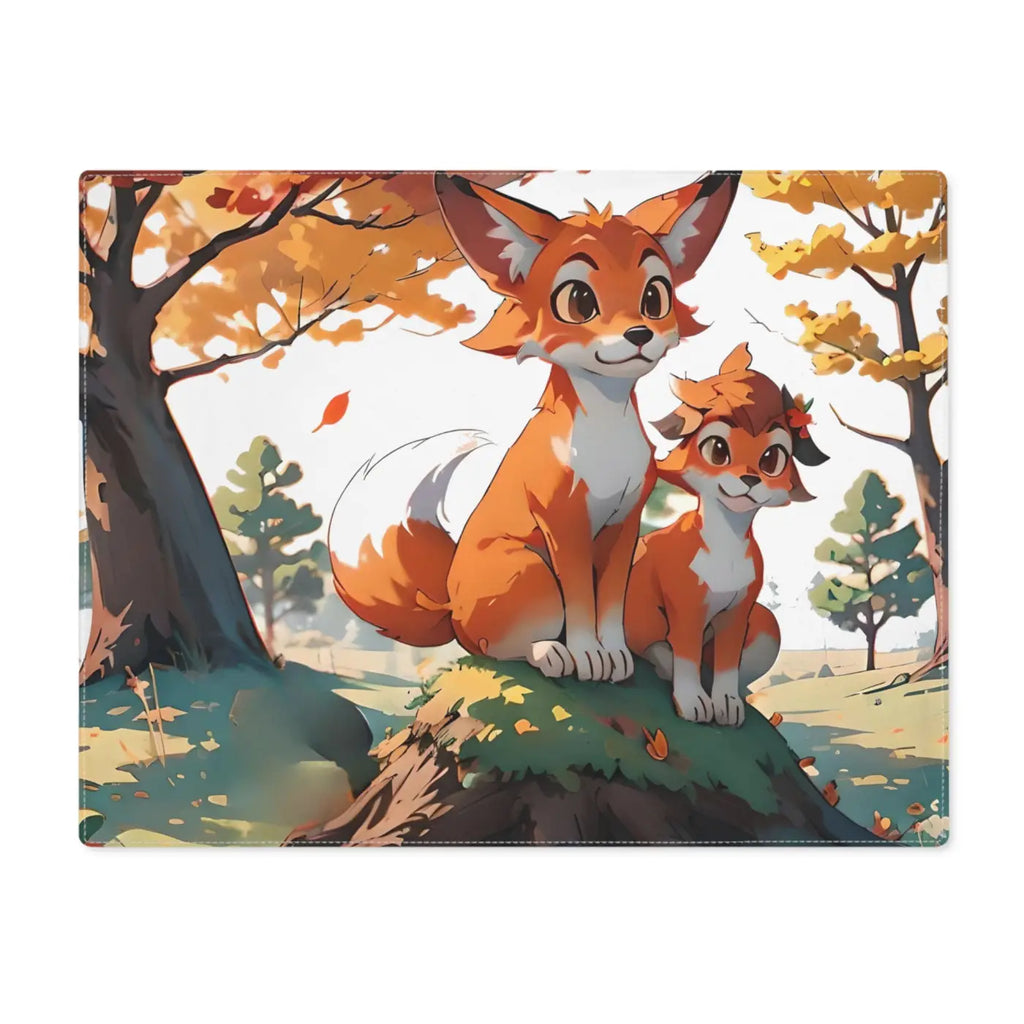 Foxes Sitting Fall Season Cotton Placemat - Autumn Dining - DipaliZ