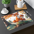 Foxes Sitting Fall Season Cotton Placemat - Autumn Dining - DipaliZ