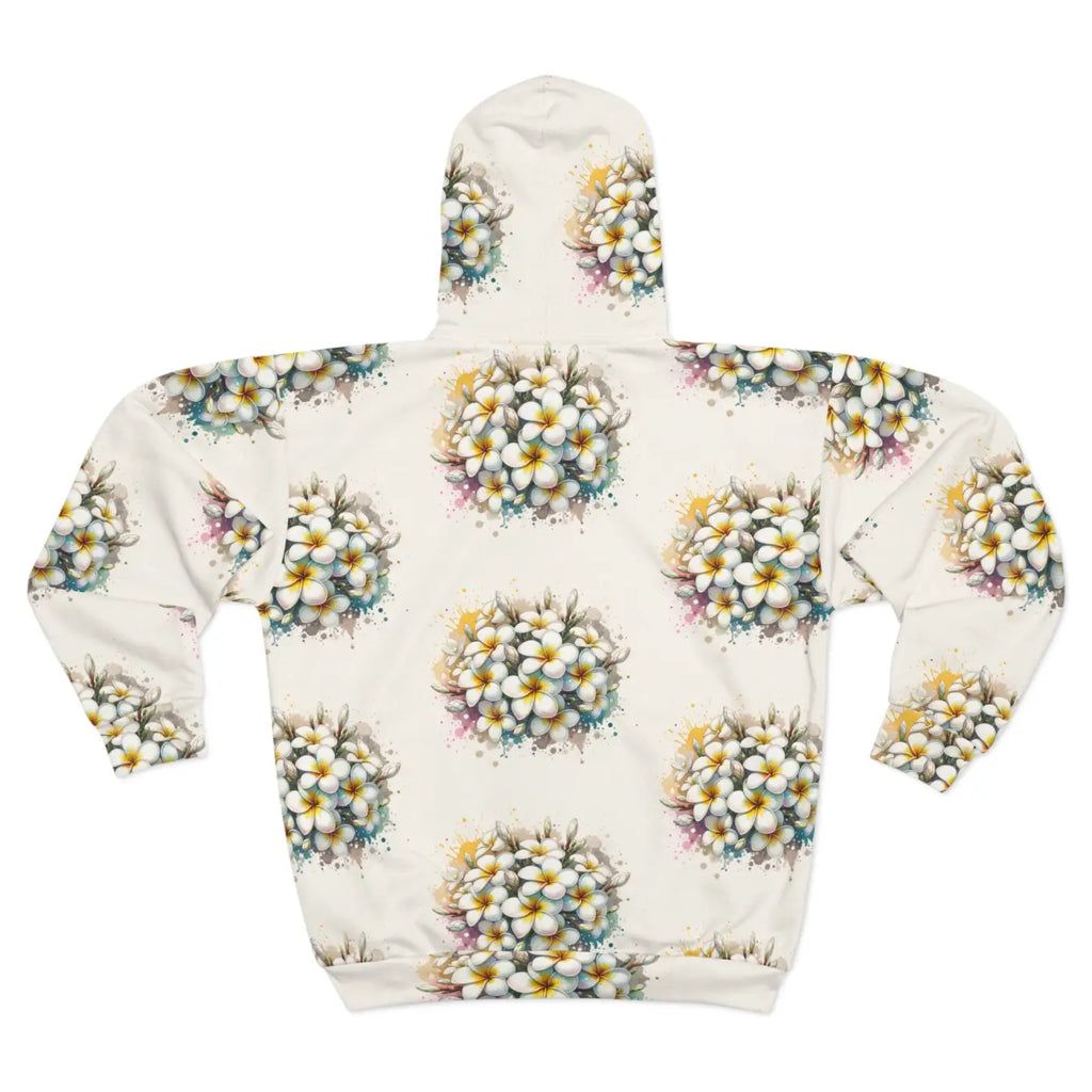 Frangipani Flowers Unisex Zip Hoodie - Cozy Winter Style - DipaliZ