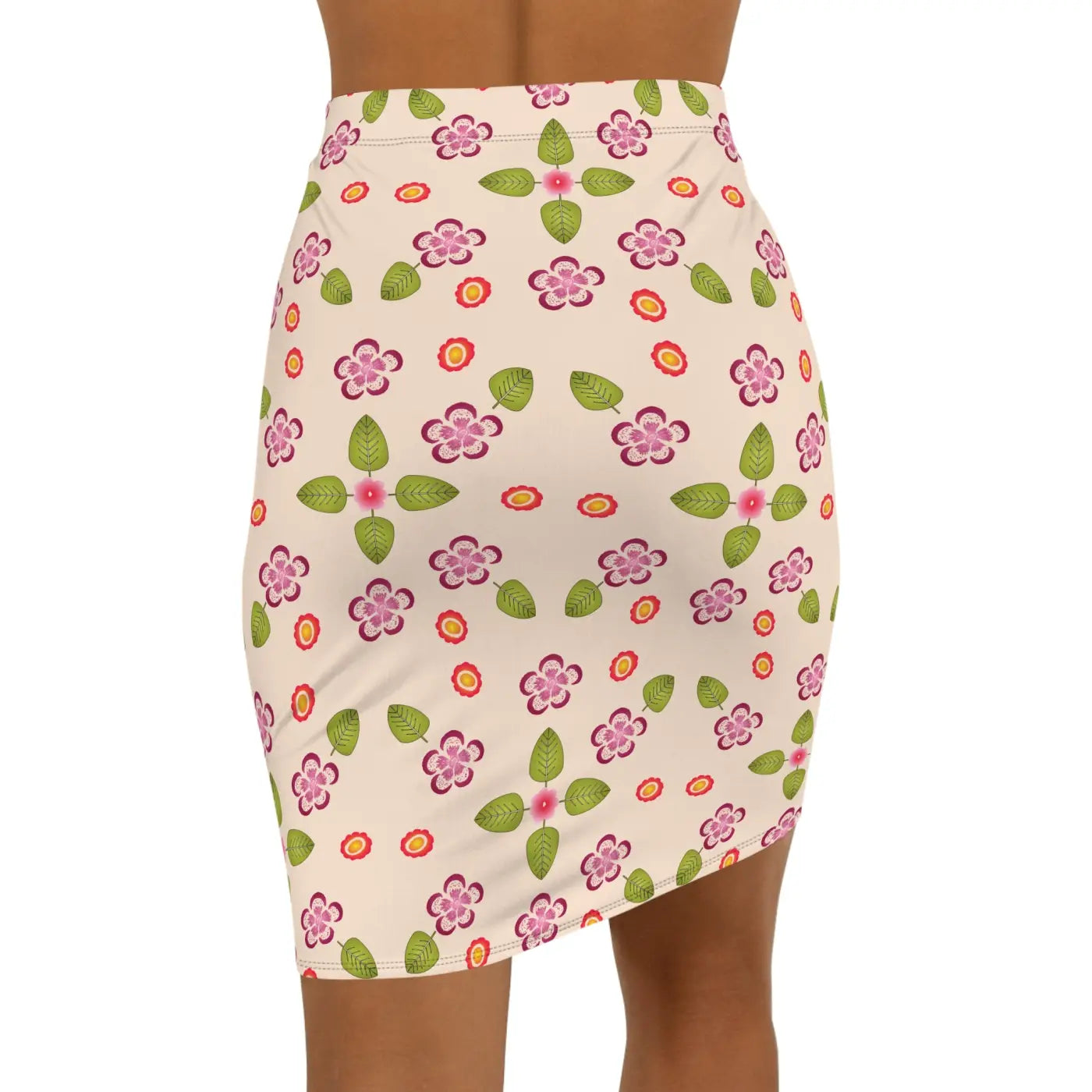 Frangipani Flowers Women's Mini Skirt - Floral Chic Style - DipaliZ