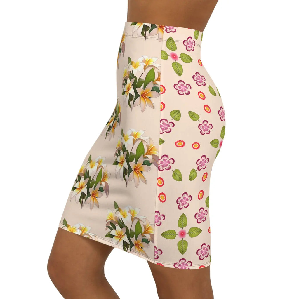 Frangipani Flowers Women's Mini Skirt - Floral Chic Style - DipaliZ
