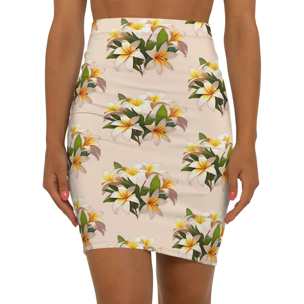 Frangipani Flowers Women's Mini Skirt - Floral Chic Style - DipaliZ