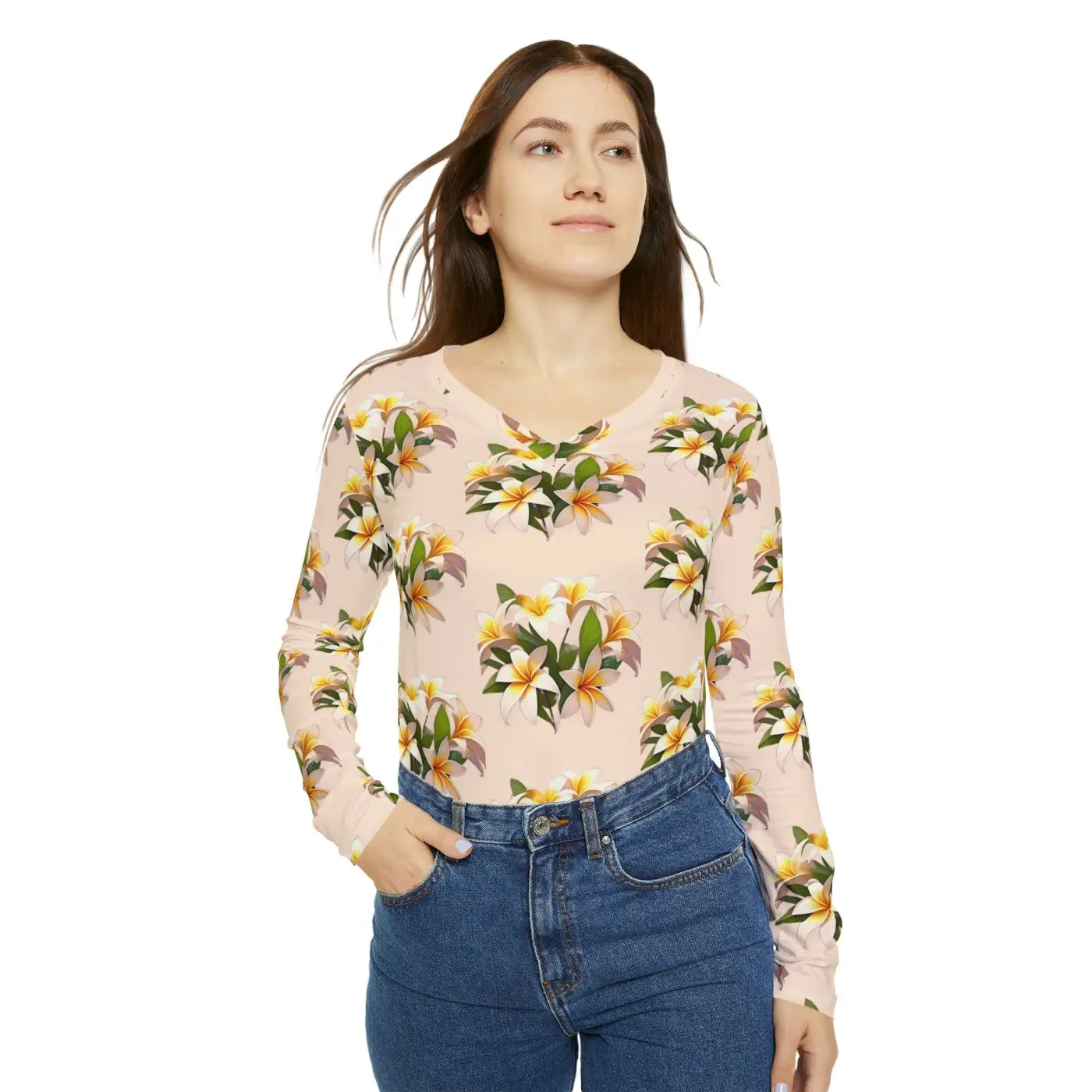 Long Sleeve V Neck Shirt - Versatile Women's Top - DipaliZ