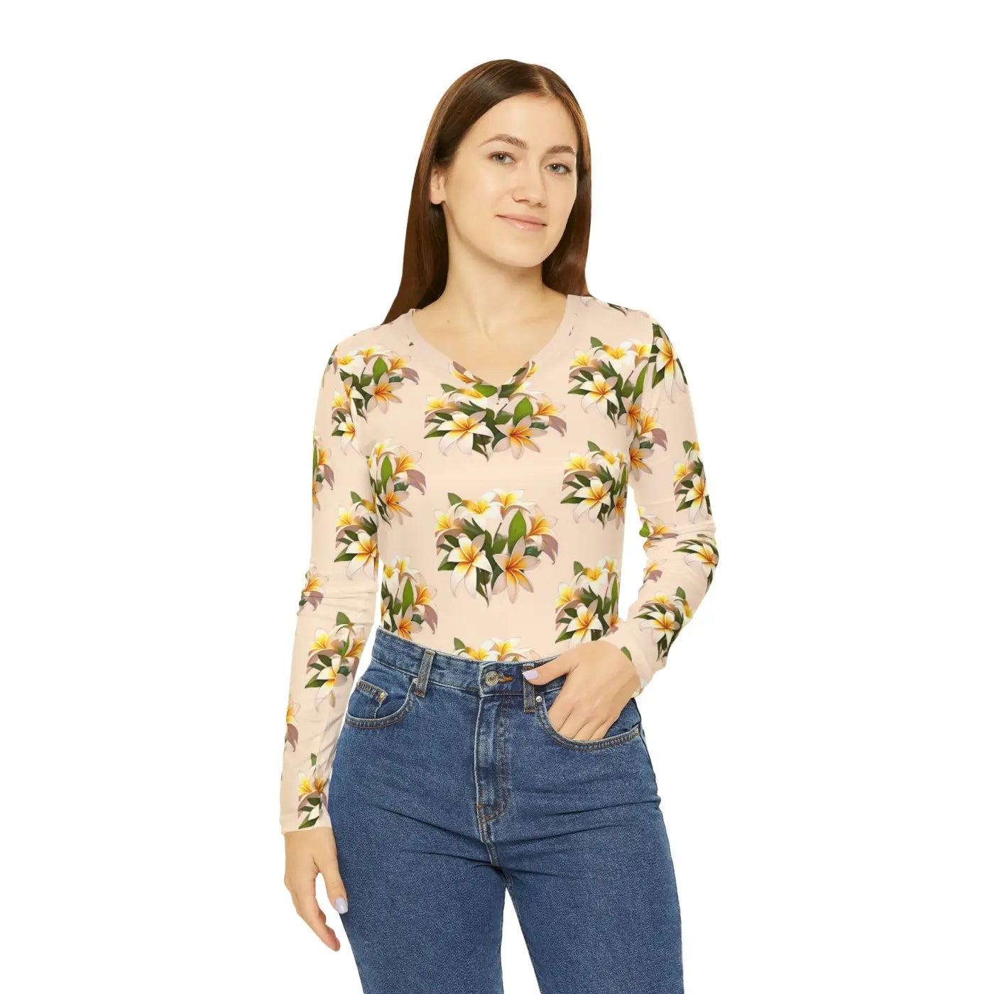 Long Sleeve V Neck Shirt - Versatile Women's Top - DipaliZ