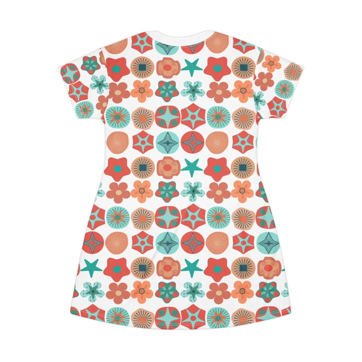 Geometric Pattern Print T Shirt Dress - Wearable Art - DipaliZ