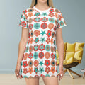 Geometric Pattern Print T Shirt Dress - Wearable Art - DipaliZ