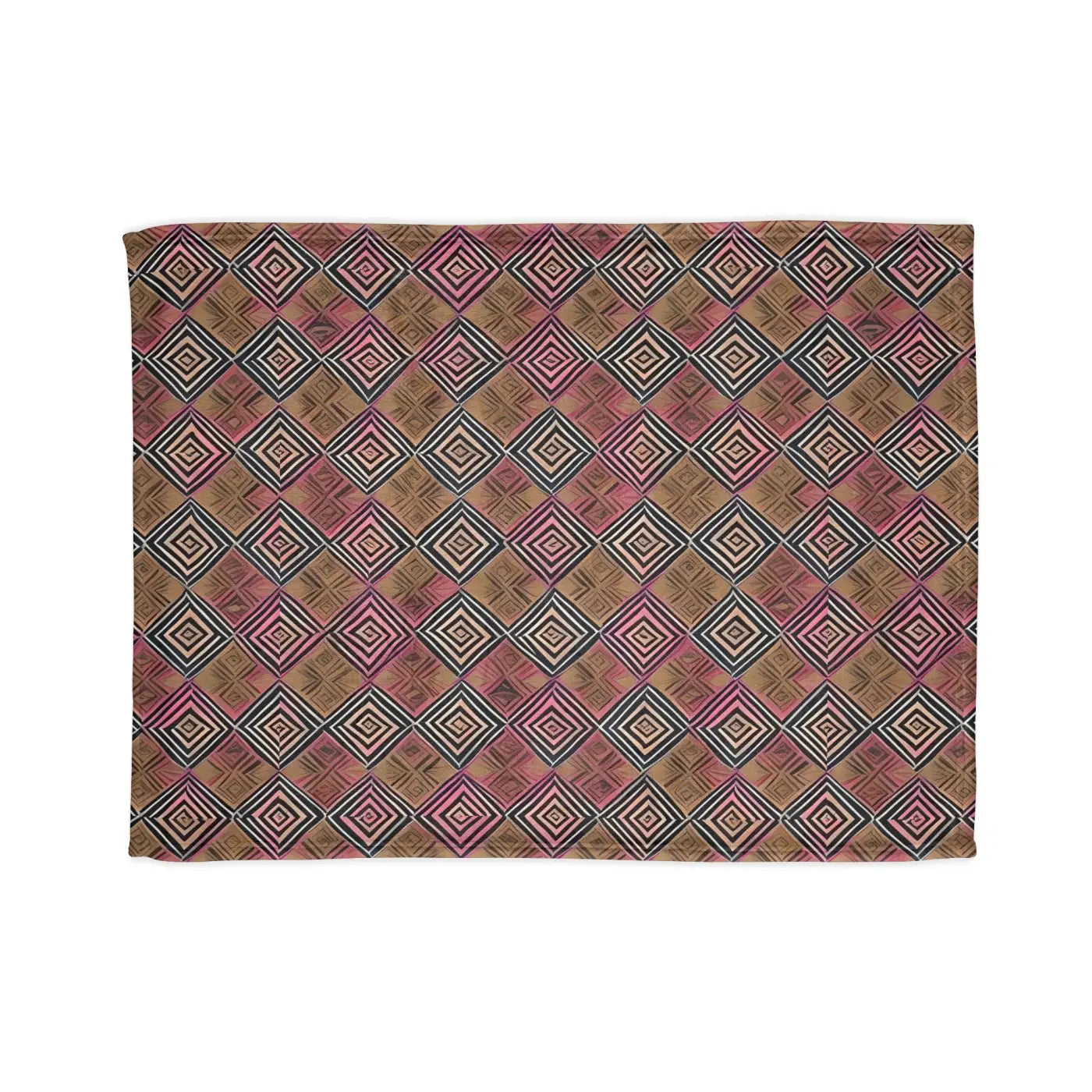 Soft Polyester Blanket - Geometric Pattern Pink Brown - DipaliZ