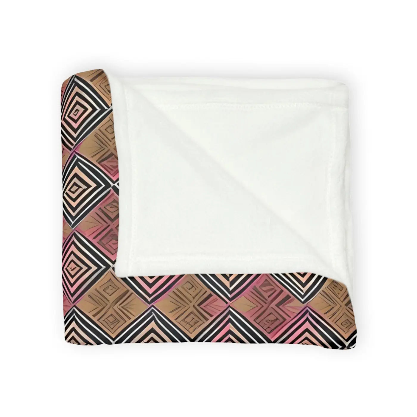 Soft Polyester Blanket - Geometric Pattern Pink Brown - DipaliZ