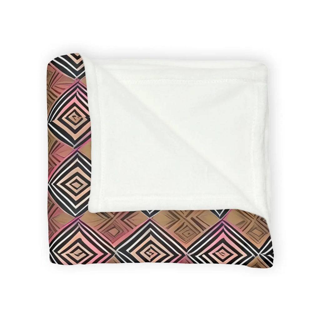 Soft Polyester Blanket - Geometric Pattern Pink Brown - DipaliZ
