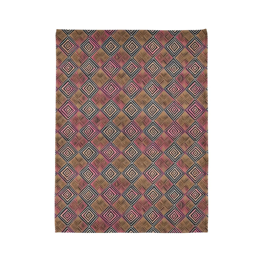 Soft Polyester Blanket - Geometric Pattern Pink Brown - DipaliZ