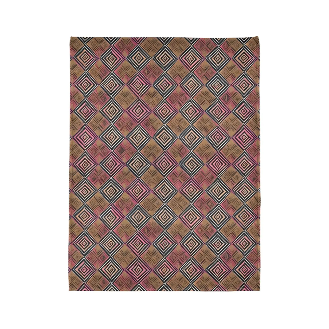 Soft Polyester Blanket - Geometric Pattern Pink Brown - DipaliZ