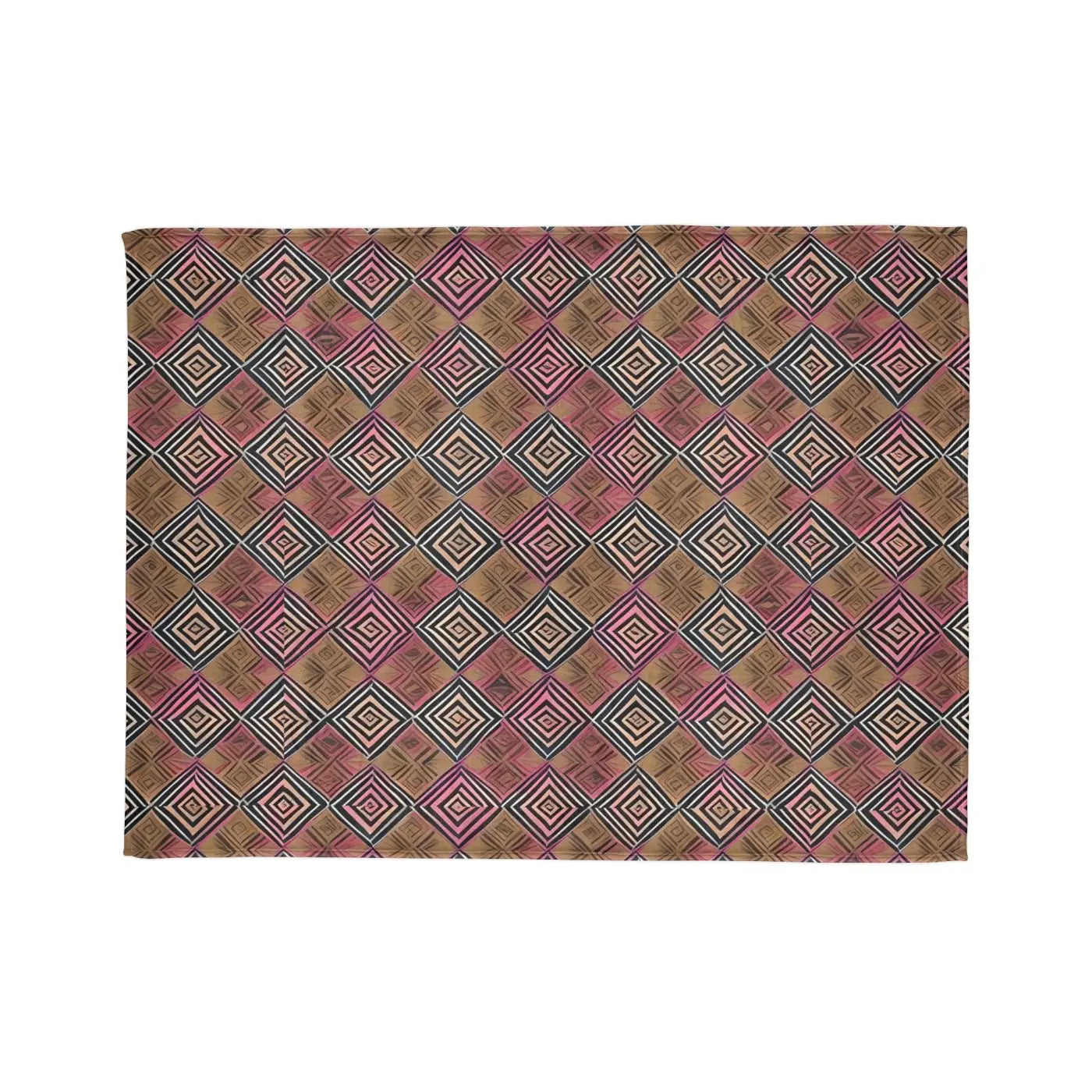 Soft Polyester Blanket - Geometric Pattern Pink Brown - DipaliZ