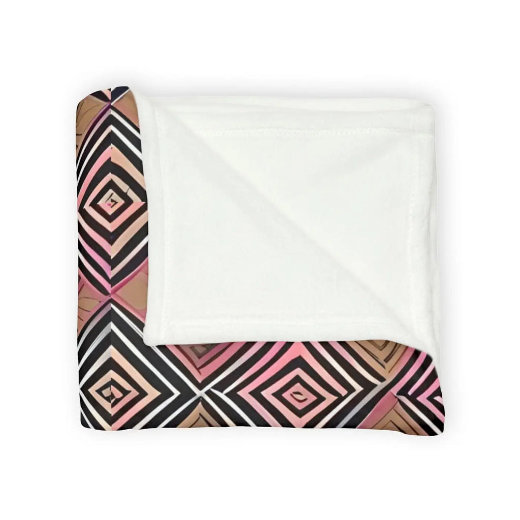 Soft Polyester Blanket - Geometric Pattern Pink Brown - DipaliZ