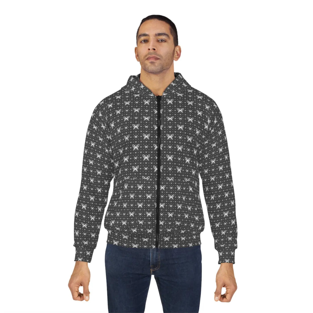 Unisex Zip Hoodie - Geometrical Pattern Winter Style - DipaliZ