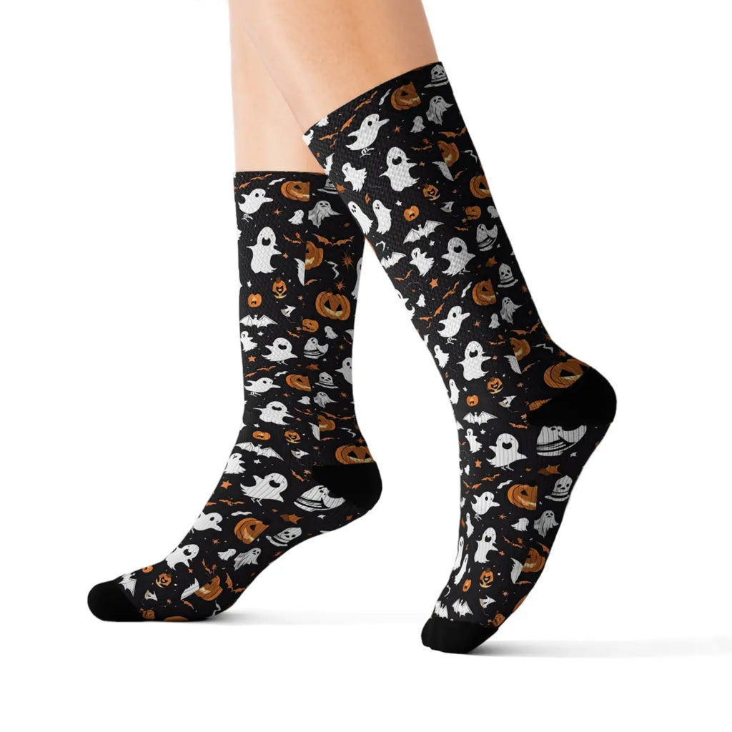 Sublimation Socks - Ghosts and Pumpkin Design - DipaliZ