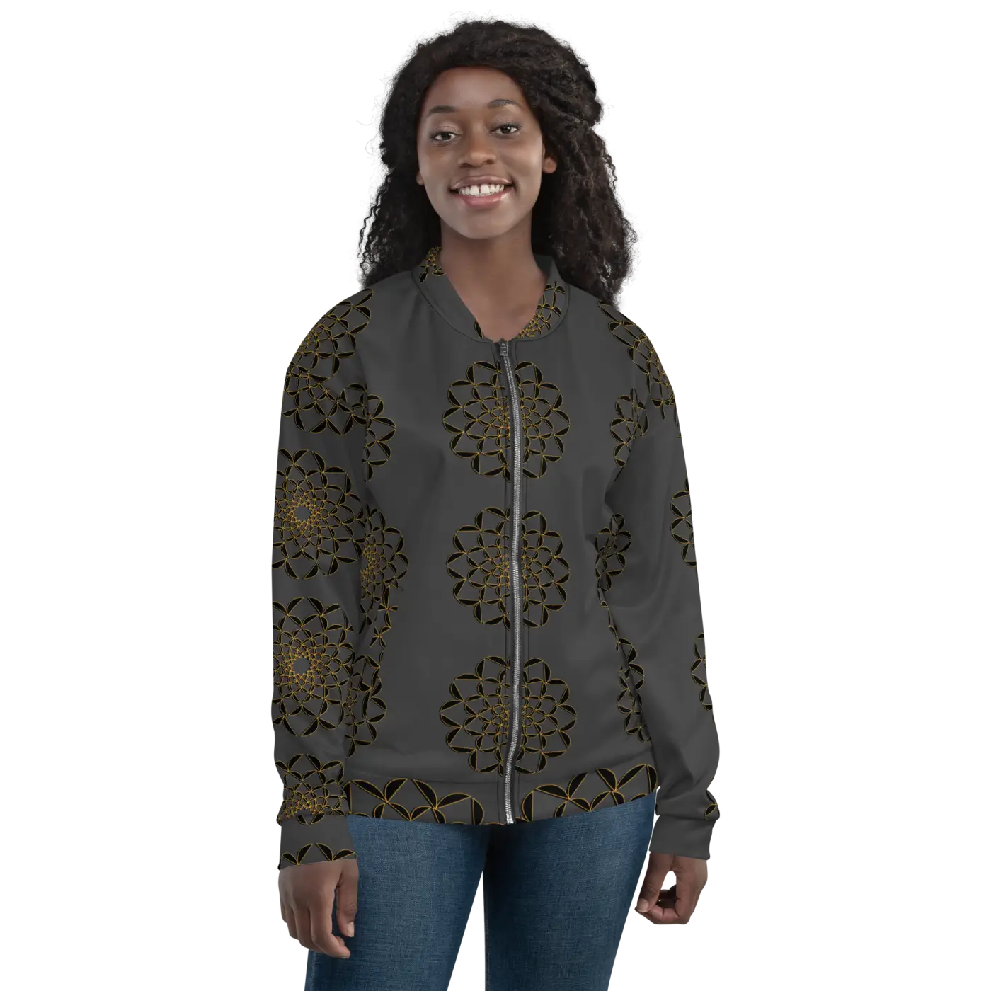 Golden Pattern Bomber Jacket - Unisex Streetwear - DipaliZ