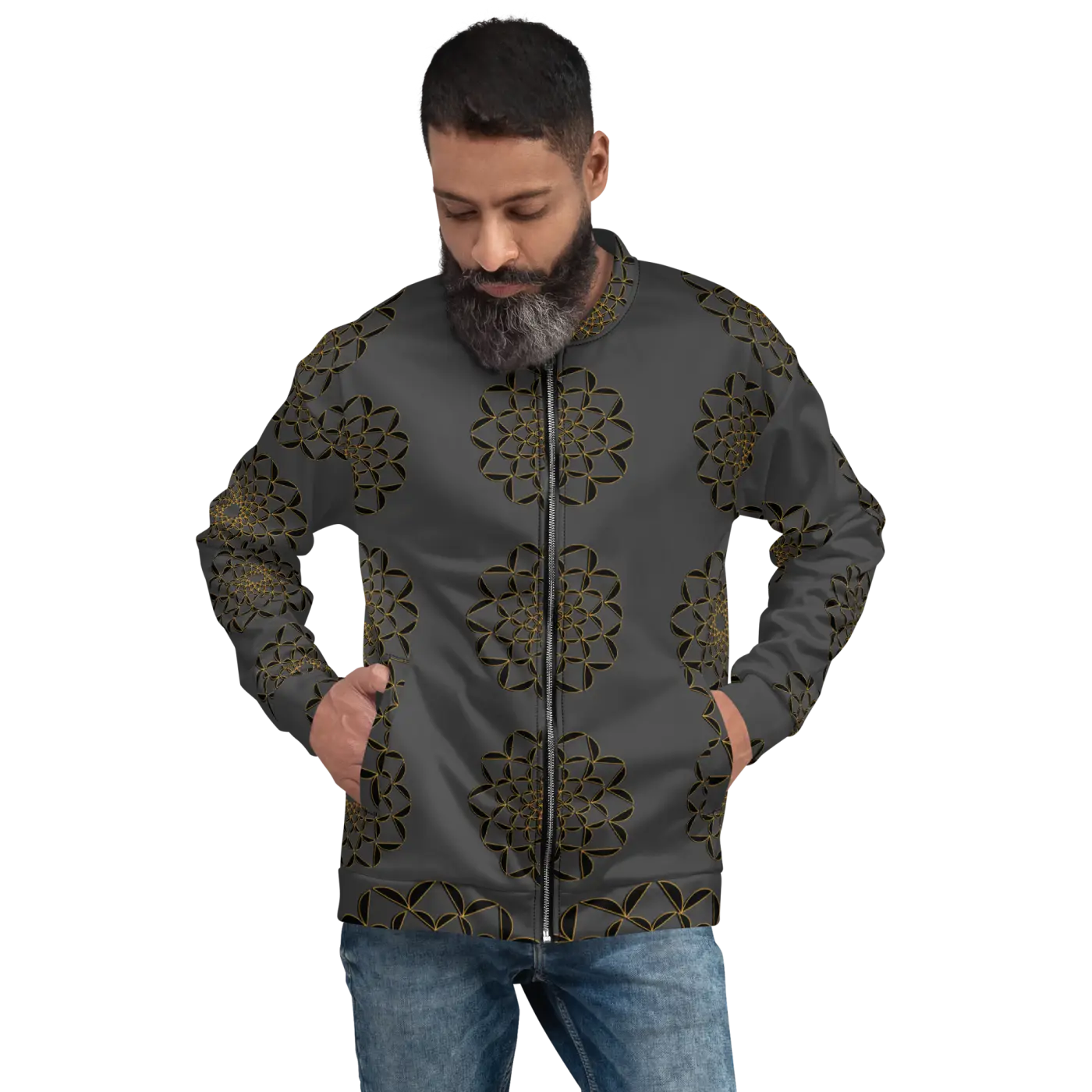 Golden Pattern Bomber Jacket - Unisex Streetwear - DipaliZ