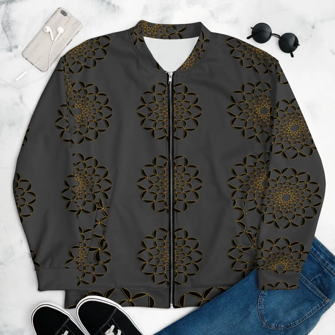 Golden Pattern Bomber Jacket - Unisex Streetwear - DipaliZ