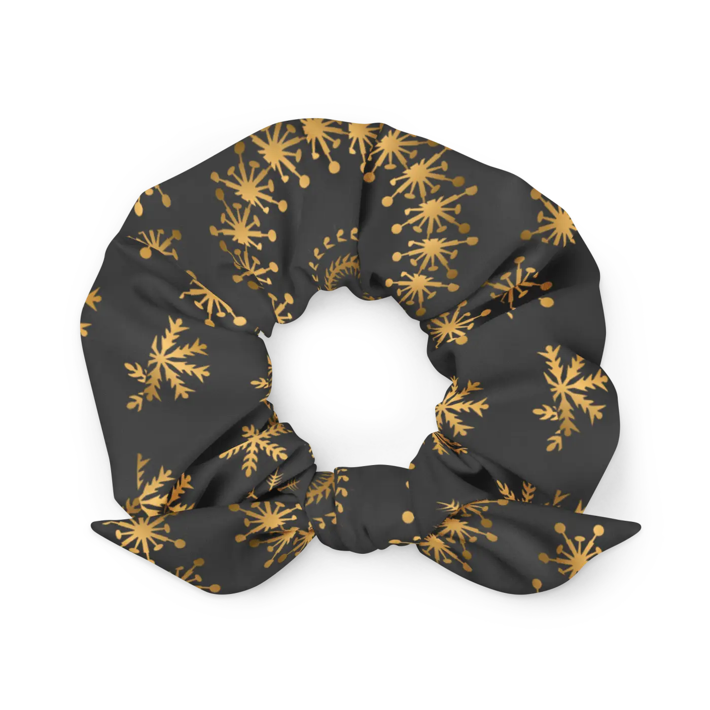Golden Snow Flakes Scrunchie - Sparkle Hair Accessory - DipaliZ